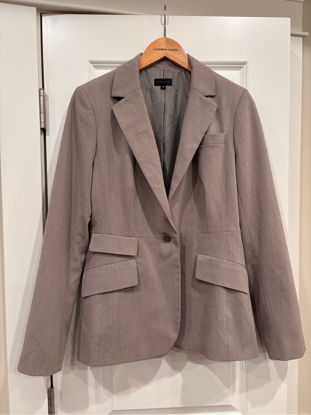 Structured Taupe Single-Button Blazer